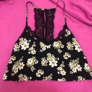 Black floral blouse